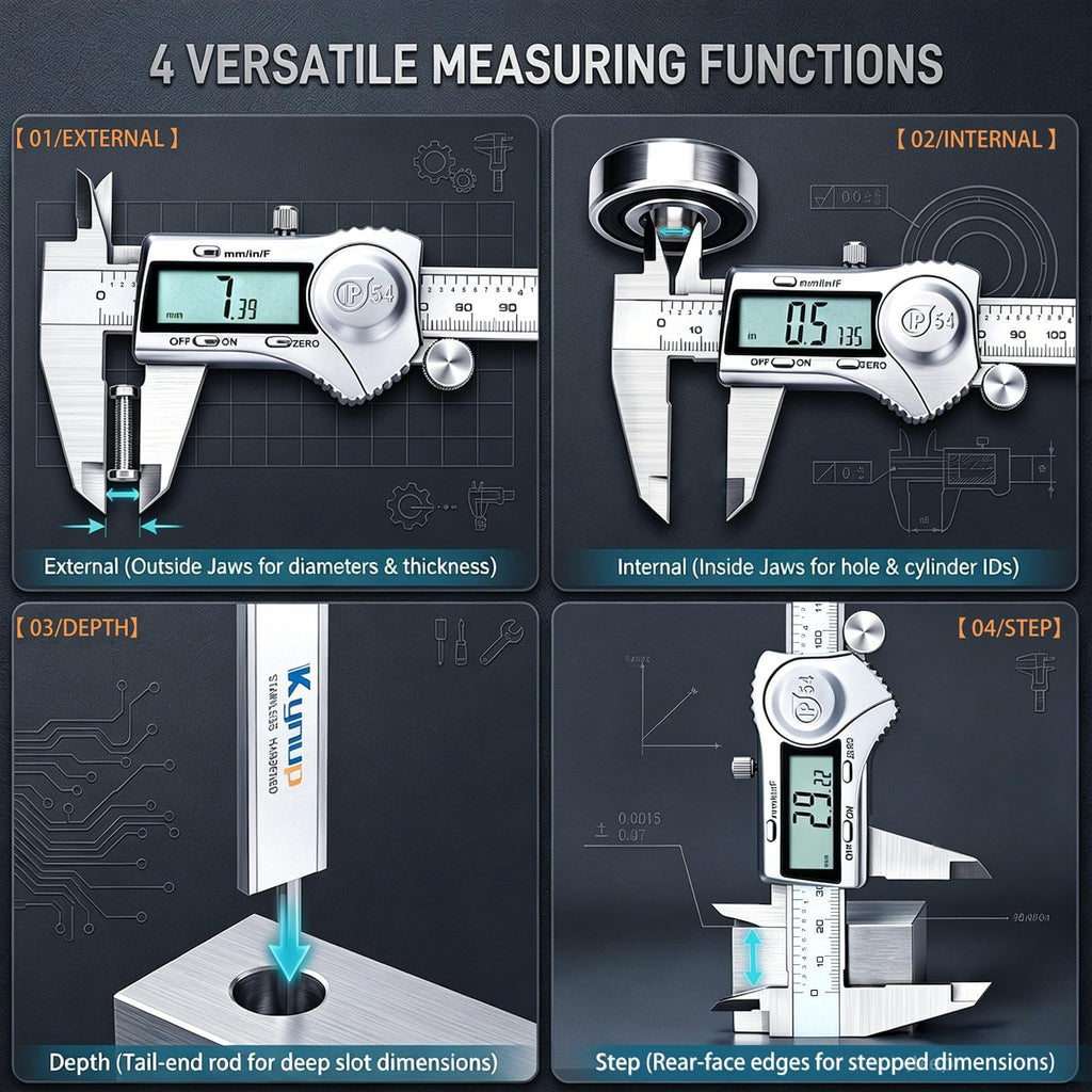 Kynup Digital Caliper, Caliper Measuring Tool, Stainless Steel Micrometer