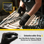 COOLJOB 10 Pairs Nitrile Dipped Safety Work Gloves with Grip, Non-slip Rubber Coated Bulk Garden Gloves for Men, Heavy-duty Oil Resistant for Truck Driver, Warehouse Box Handler, Xlarge, Black Blue