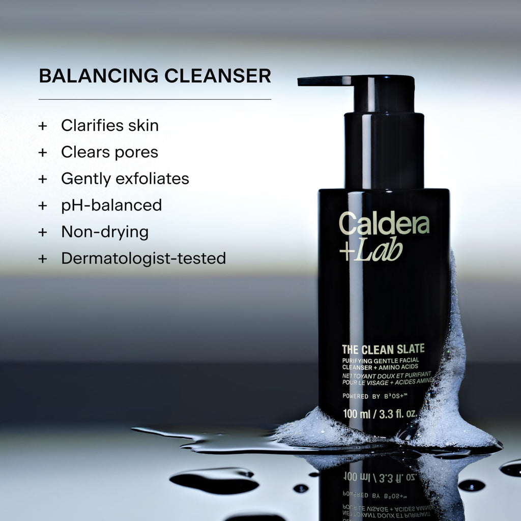 Caldera + Lab The Clean Slate | Men's Organic Foaming Facial Cleanser for Dry, Sensitive, & Normal Skin – Vegan, Natural & Antioxidant Packed Exfoliating Face Wash