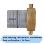 EASTRANS Aluminum Female Hose Fitting with Brass Nut, 3 inch Pin Lug Hose Shank Coupling with 1 Clamp