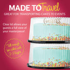 10 - 11" Plastic Disposable Cake Containers Carriers with Dome Lids and Cake Boards | 5 Round Cake Carriers for Transport | Clear Bundt Cake Boxes / Cover | 2-3 Layer Cake Holder Display Containers