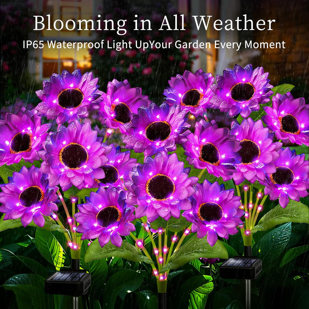 ANGMLN Solar Garden Lights 6 Pack 36 Solar Sunflower Lights, Waterproof Solar Purple Flower Light for Outdoor Decoration, Decorative Stakes for Yard,Landscape,Patio,Gifts for Women