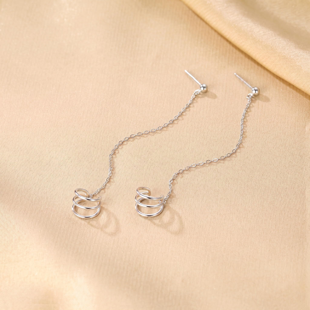 SLUYNZ 925 Sterling Silver Cuff Earrings Chain for Women Crawler Earrings Studs (A-Silver)