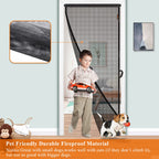 MAGZO Hanging Screen Door, Fits Door Size 28" x 80" (Curtain Size 30'' x 81''), Upgraded Fiberglass Mesh Net with Tension Rod&Hook&Loop (One Piece Can be Installed in 2 Ways), Weighted Bottom, Grey