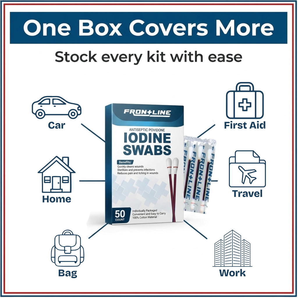 Povidone Iodine Swabs, 50 Pack, Iodine Antiseptic Solution for Wound Care