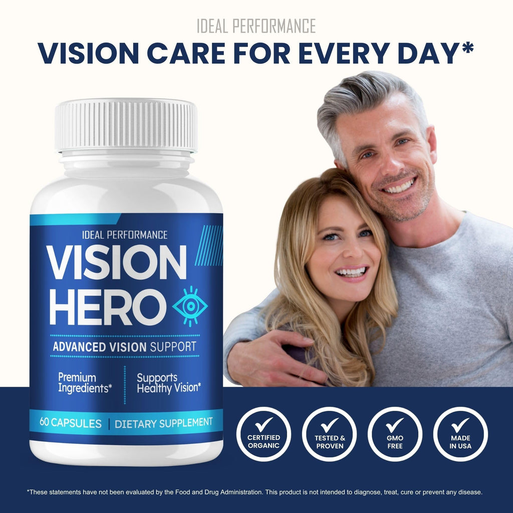 Vision Hero Capsules, Official VisionHero Eye Vitamins Supplement Pills - Maximum Strength, All Natural Formula Visual Wellness & Crystal Clear View, Vision Hero Advanced Support Reviews (2 Pack)