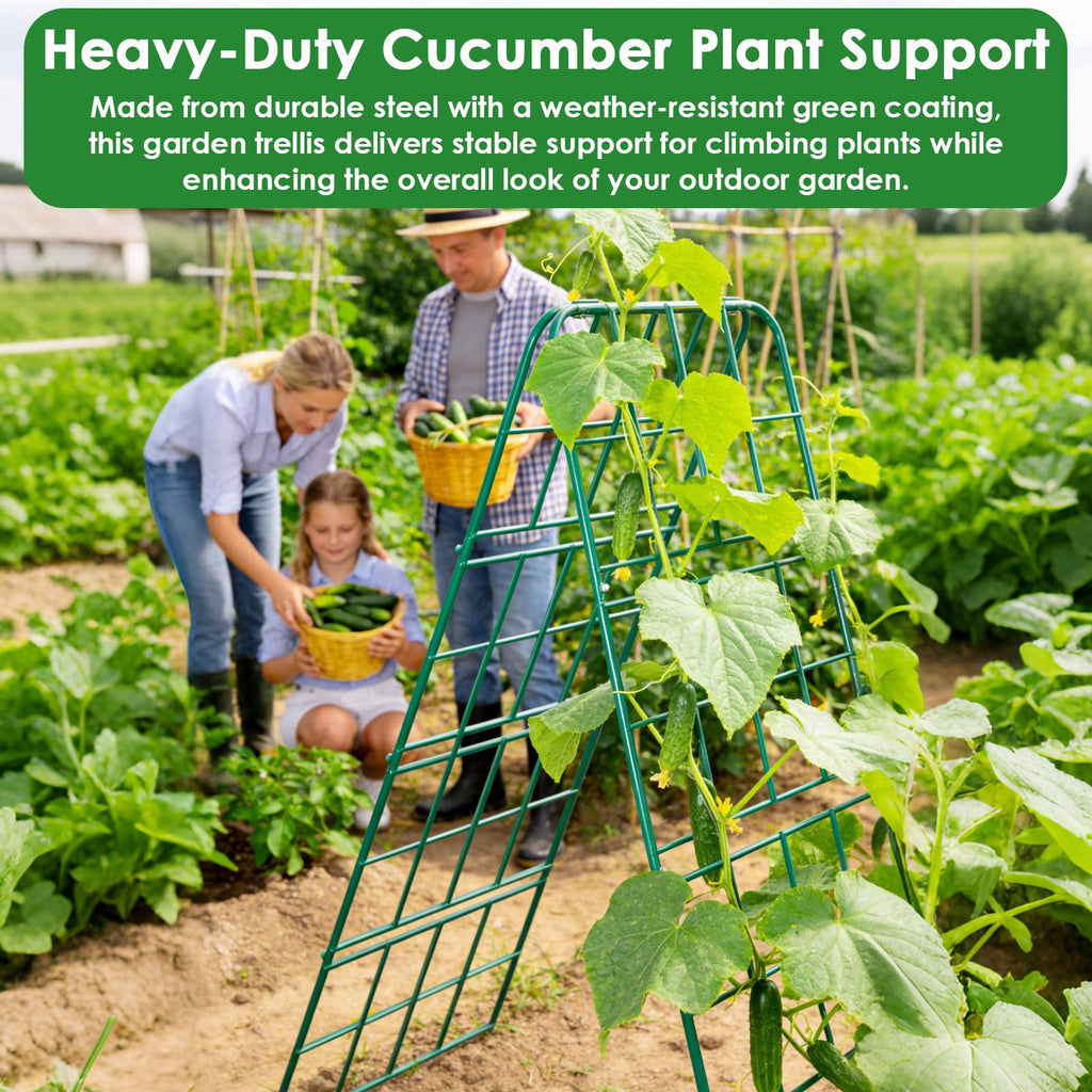 Heavy Duty Metal 50"x17" Cucumber Trellis for Raised Bed, A Frame Garden Trellis for Climbing Plants Outdoor, Plant Trellis Support for Tomato Bean Pea Grape Adjustable Vegetable Garden Trellis