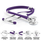 ASA TECHMED Nurse Essentials for Work Starter Kit, Stethoscope, Blood Pressure Monitor, Otoscope, Tuning Forks and More. 18 Pcs Doctor Kit, Nurse Gift (Purple)