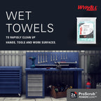 WypAll PowerClean ProScrub Heavy Duty Wet Towels, 6 x 75 Sheets (91367)