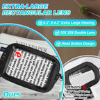 10X 30X Extra Large Magnifying Glass with Light and Clamp, Rectangle Hands Free Magnifier with 5 Color Modes, Adjustable LED Lighted Magnifying Desk Lamp for Reading Close Work Craft Painting (Black)