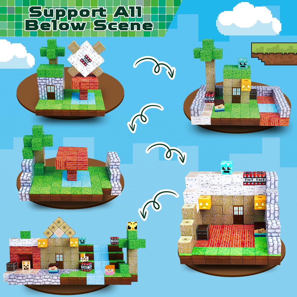 ToyUnited 150PCS Magnetic Blocks - Magnetic Building Blocks, Magnet Cubes Toys Stacking, Build Forest World Set, STEM Montessori Sensory Toys for Kids Boys Girls Ages 3-5 6-8 Easter Birthday Gifts