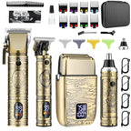 GSKY Cordless Professional Men's Grooming Kit, T-Blade Trimmer, Ear & Nose Hair Trimmer, Zero Gap Haircutting Set with LED Display