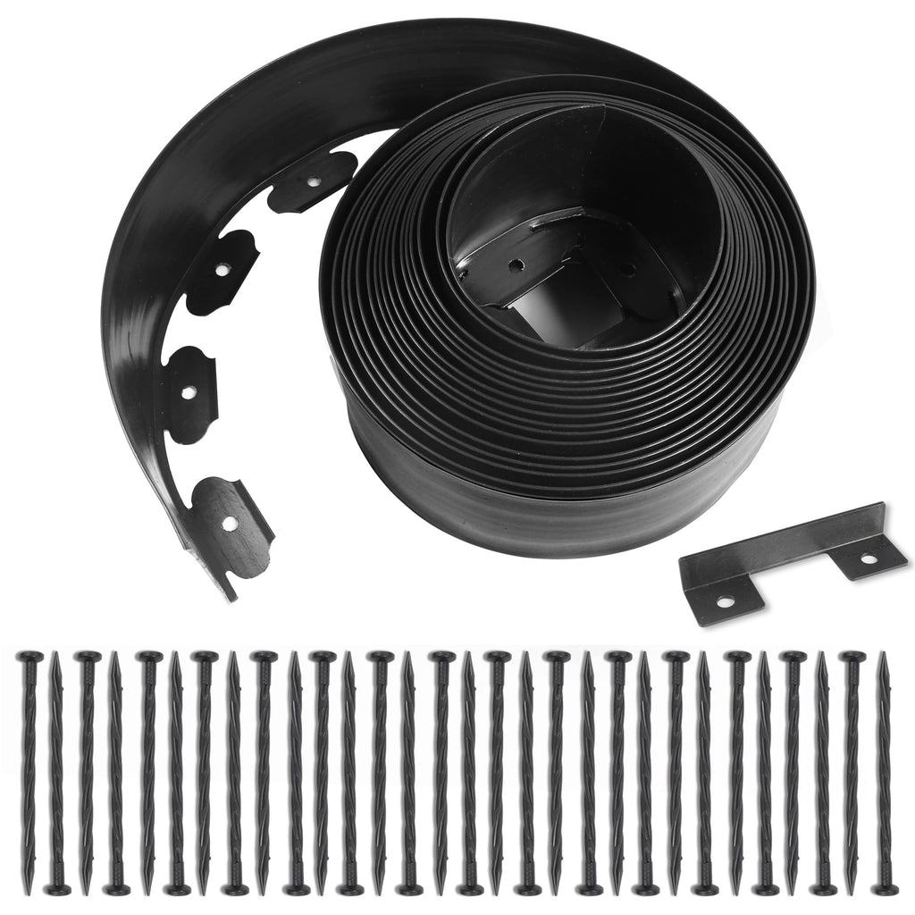 LXS Landscape Edging No Dig [Extra 4 inch Tall] 33FT Garden Edging with 30 Spikes, Landscape Edging Border for Landscaping, Lawn, Flower Beds, Grass, Yard (4inch 33ft)