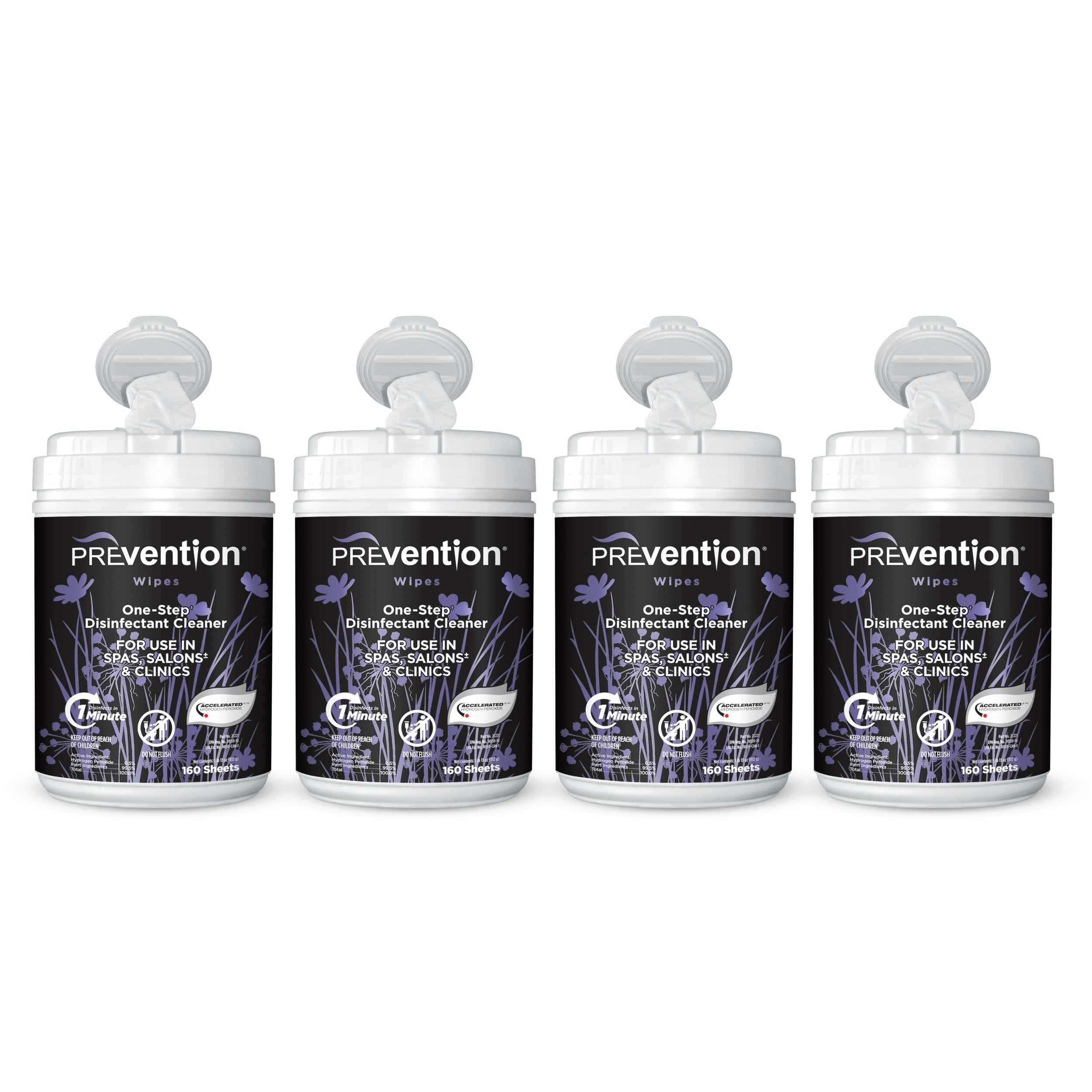 Prevention Wipes – Multi-Surface Cleaning Wipes – Canister, 160 Count (Pack of 4)
