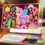 16" LED Drawing Board for Kids with Dual Panels, Light Up Glow Art Tablet with 15 Lighting Effects, Detachable Washable Doodle Pad for Creative Play, Christmas & Birthday Gift for 3-12 Year Old Girls