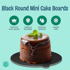 O'CREME Black Round Mini Cake Boards with Tab – 4 Inch Grease-Proof, Foil-Covered, Food Grade Cardboard for Cupcakes, Pastries, Desserts - Ideal for Wedding, Anniversary, Birthday Parties, 100 Count