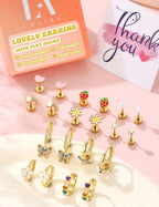 Hypoallergenic Earrings for Girls,Surgical Steel Flat Back Earrings Gold