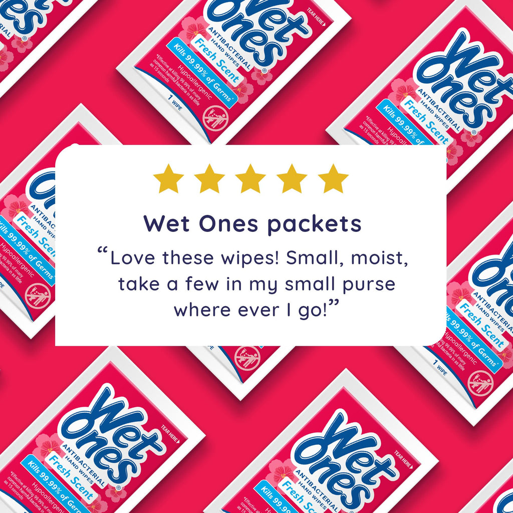 Wet Ones Antibacterial Hand Wipes Singles, Fresh Scent Wipes, Individual Wipes, Antibacterial Wipes, Hand Wipes Individually Wrapped, 24ct (6 pack)
