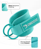 DMoose Fitness Ankle Straps for Cable Machines - One Size Fit Premium Padding, Glute Kickback Ankle Strap for Women & Men, Cable Attachments for Gym & Booty Workouts (Baby Blue - Pair)