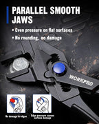 WORKPRO Mini Pliers Wrench, 4-Inch Smooth Jaw Pliers, High-Toughness Alloy Steel Adjustable Wrench Pliers with Smooth Parallel Jaws, Anti-Rust Coating, EDC Pliers for Tight Spaces & Versatile Use