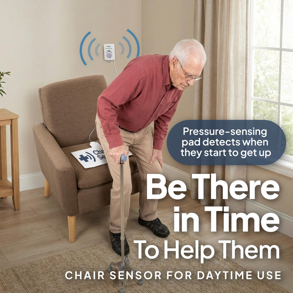 Smart Caregiver® Bed and Chair Exit Alarm System for Fall/Wandering Prevention – Know When They get up! Includes Monitor with 10in x 30in Bed Sensor Pad and 10in x 15in Chair Sensor Pad