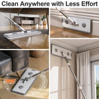 POPMOP Mop and Bucket Set, Flat Mop and Bucket System, Mop Bucket with Wringer, Wall Mop with Adjustable Handle (Max 61 Inches), 5 Washable Microfiber Mop Pads