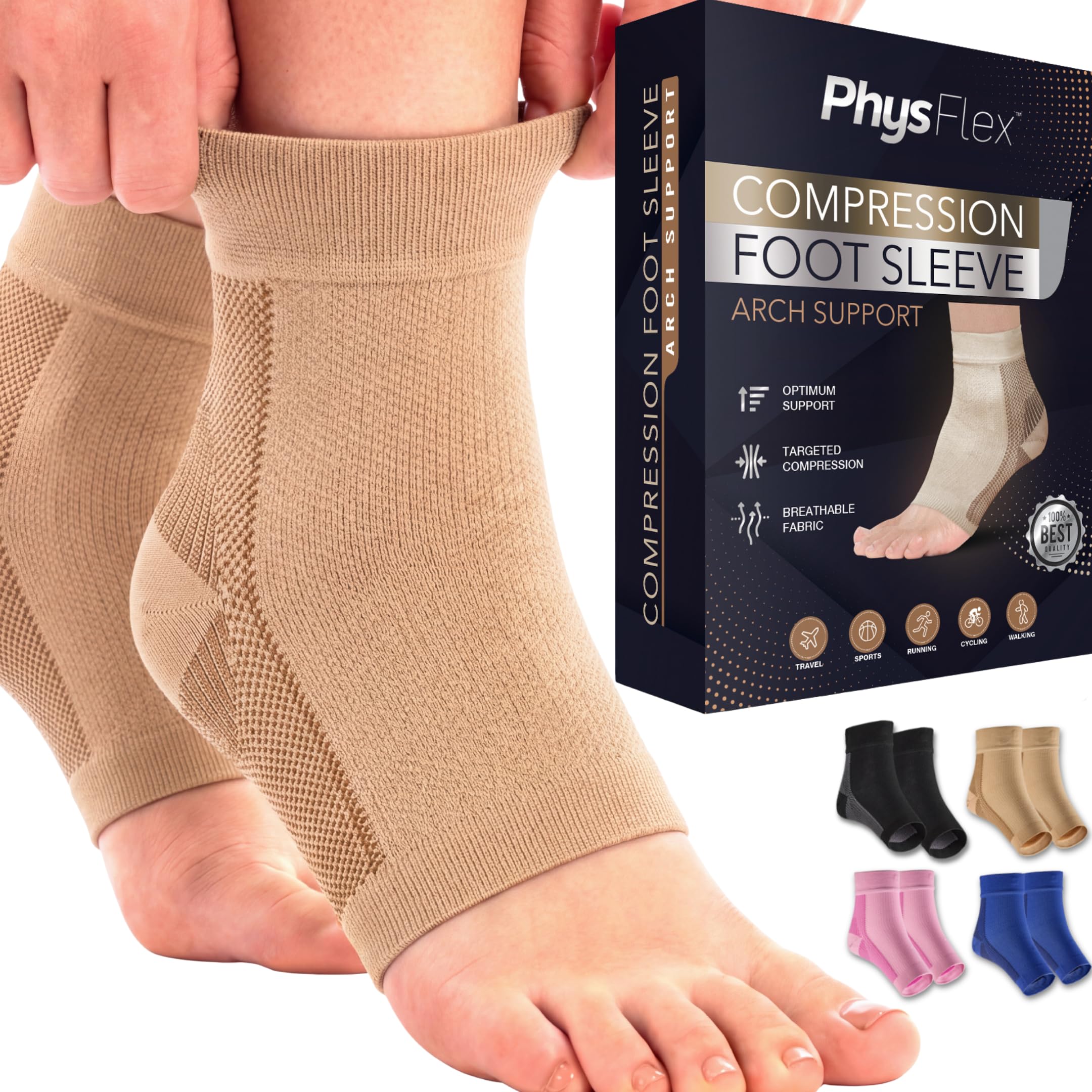 Ankle Brace Support - Ankle Compression Sleeve - Foot Brace for Women & Men - Tendonitis & Arthritis Ankle Brace Sports Running, Plantar Fasciitis Relief & Stabilizing Ankle Wrap