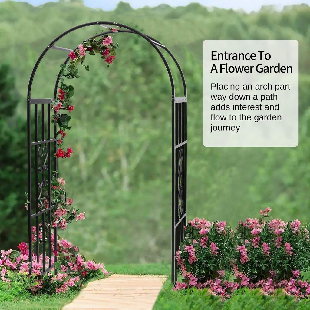 SCENDOR Garden Arbors, Curved Metal Endurable Iron Trellis Plants Stand Use for Outdoor Garden Arbor Climbing Plants Wedding Arches Ceremony