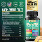 Sea Moss Black Seed Oil Supplement, 16-in-1 Ashwagandha, Turmeric, 60 Caps