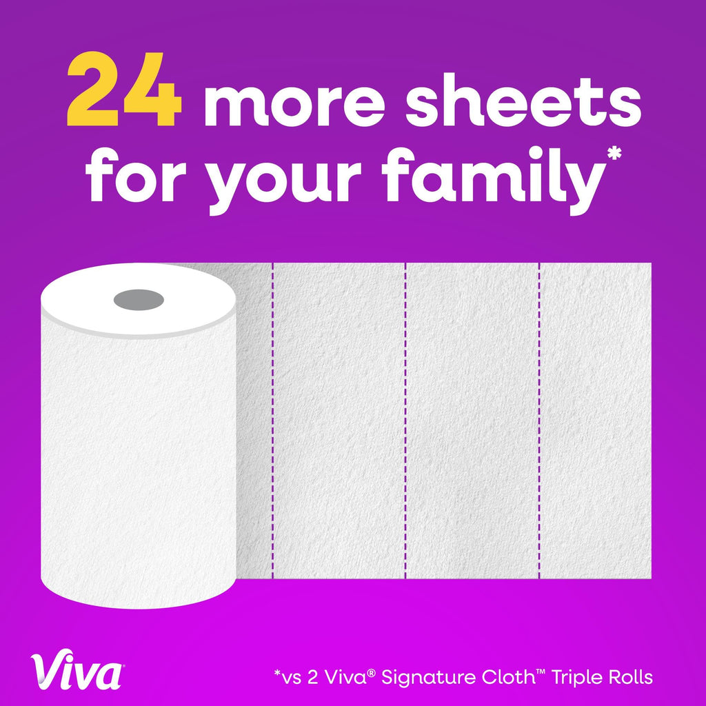 Viva Signature Cloth Paper Towels, Task Size, 8 Family Triple Rolls, 141 Sheets per Roll (Packaging May Vary)
