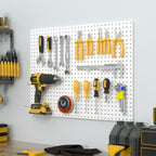 Spampur Peg Board, 4 Pack Metal Pegboard Panels with 50 Hooks