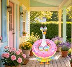 Porch Goose Outfits Summer Swimsuit - 5-Piece Ice Cream Theme Large Lawn Goose Clothes with Bikini, Bow Headband, Star Sunglasses, Swim Ring & Pump, Outdoor Yard Decor (Girlfriend Theme)