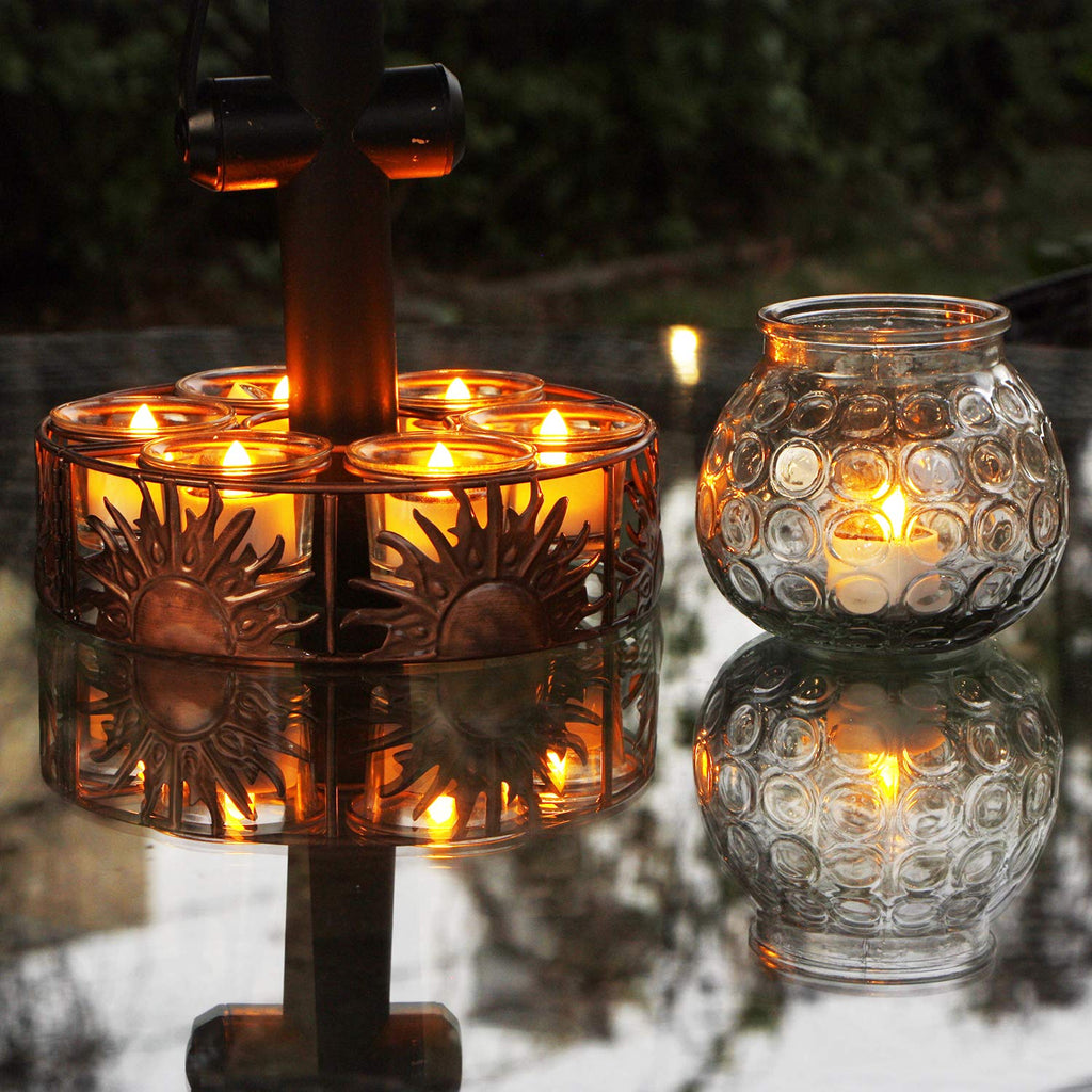 Solar Tea Lights Outdoor Waterproof, 8pcs Rechargeable Dusk to Dawn Little Solar Votive Candles, Flameless Flickering Small Light for Lantern Window DIY Chandelier Patio Deck Garden Decor (Warm Amber)