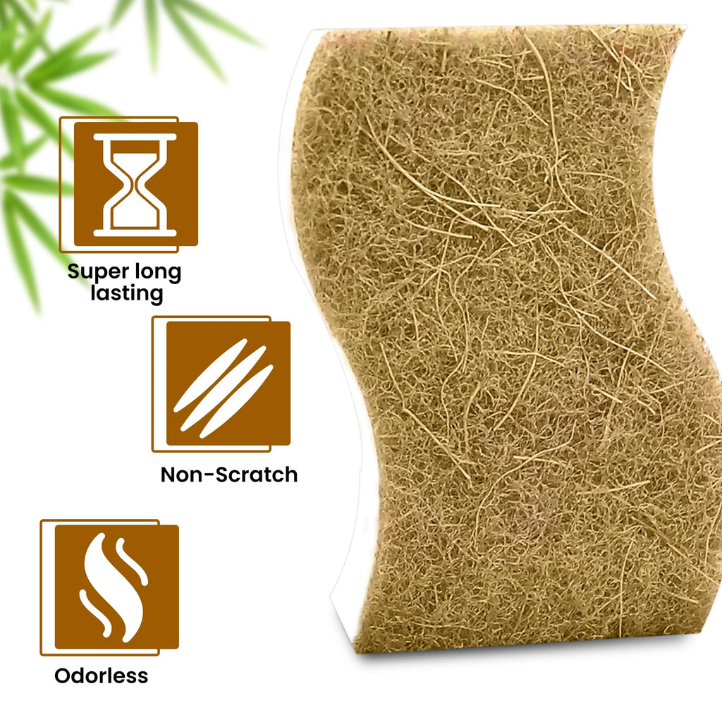 MMG Prime Natural Kitchen Sponge –24-Pack Biodegradable Sponges for Dishes –Compostable Dish Washing Scrubbers – Eco Friendly Non-Scratch Cellulose & Coconut Husk Scrubber Sponges for Cleaning
