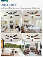 52 Inch Ceiling Fan with Lights and Remote, 30W 12" LED Panel Flush Mount Ceiling Fan, 6-Speed Quiet DC Motor Modern Low Profile Ceiling Fan with Reversible Blades for Bedroom, Living Room, Patio