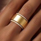 WomenGifts Size 9 Gold Non Tarnish Eternity Bands for Women, Stacking Oura Ring Gen 4/Oura Ring Gen 3 Accessories, 14K Gold Plated Thin Stackable Rings, Dainty CZ Wedding Band