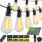 OOOLED 60FT Solar String Lights Outdoor Waterproof with Remote,Shatterproof ST38 20 LED Bulbs,2700K Dimmable Solar Lights Outdoor,Outside Hanging Lights for Patio,Garden,Camping,Deck,Backyard Decor