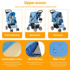 Epetlover 4 Wheels Dog Stroller Folding Pet Strolling Cart for Small Medium Cats Puppies Portable Jogger Travel Camping Puppy Carrier with Storage Basket Cup Holder, Blue