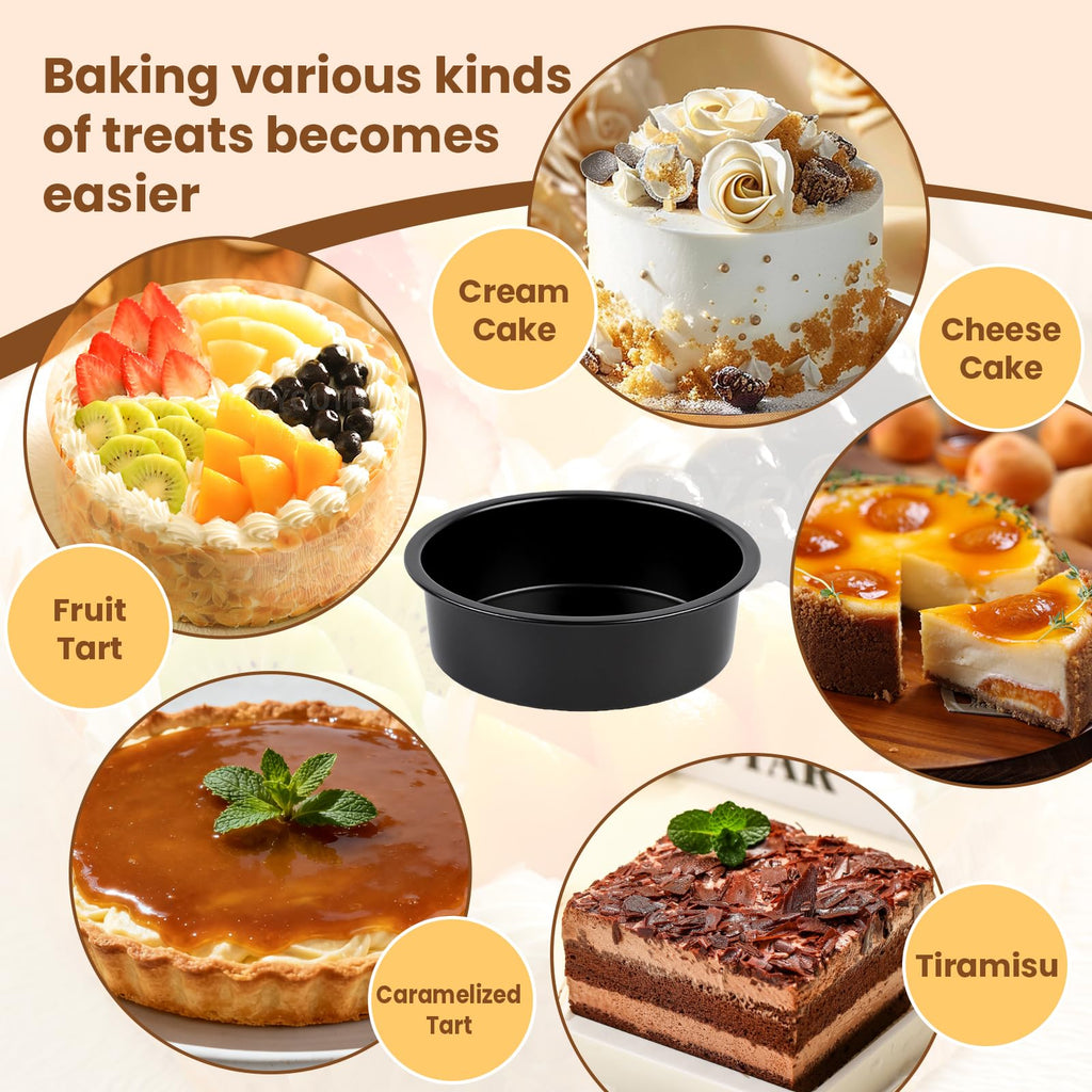 tutikuki 9 Inch Cake Pan Set of 2 - Nonstick Carbon Steel Round Cake Baking Pans with Parchment Paper, Dishwasher Safe, Durable for Large Layer Cakes, Birthday & Christmas Baking