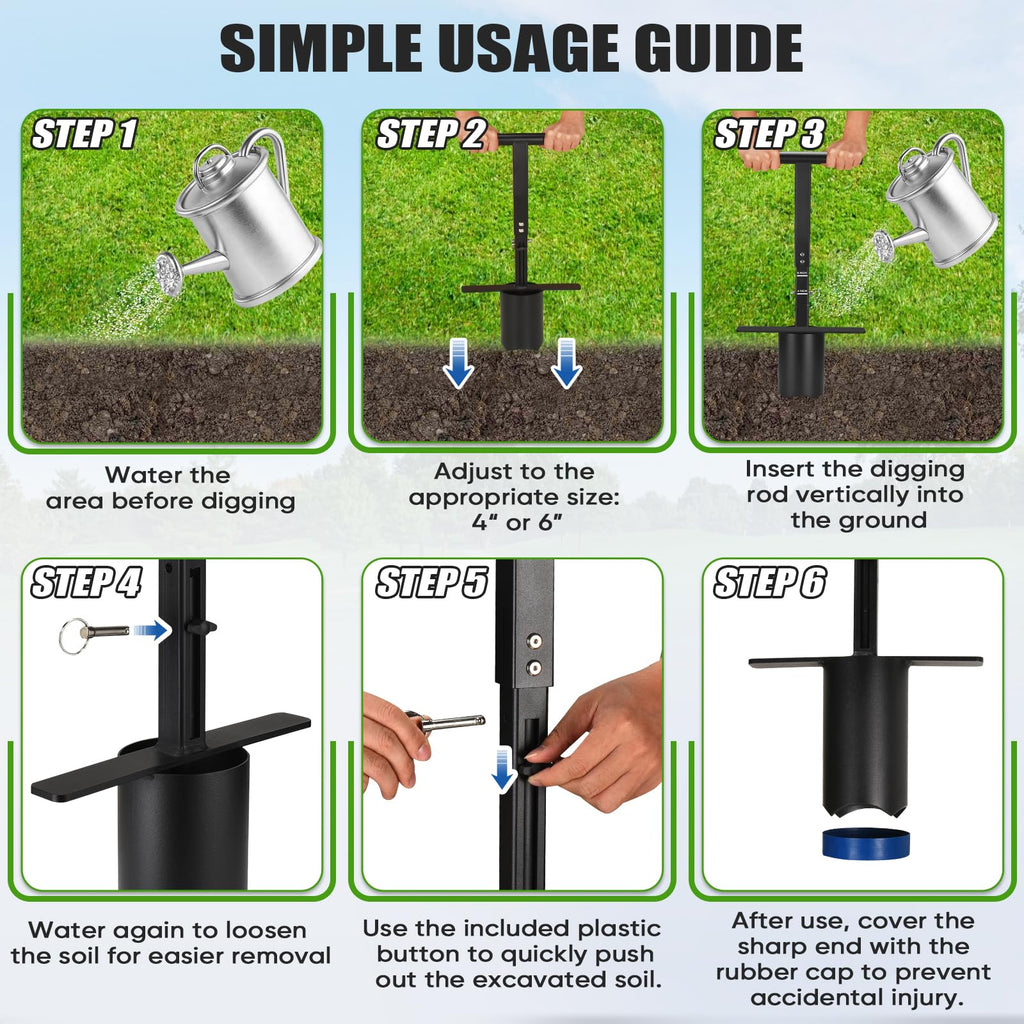 AugFir Golf Hole Cutter, Easy Digging 2 Sizes Golf Hole Cup, Golf Hole Digger for USGA Standard 4" & 6" Cups, Suitable for Golf Practice & Outdoor Gardening