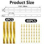 YHNTGB 4 PCS 12 Inch Stainless Steel Piano Hinge Heavy Duty with 48pcs Screws for Cabinets Boat Marine Door DIY Woodworking Storage Box Hatche Furniture Hardware Golden