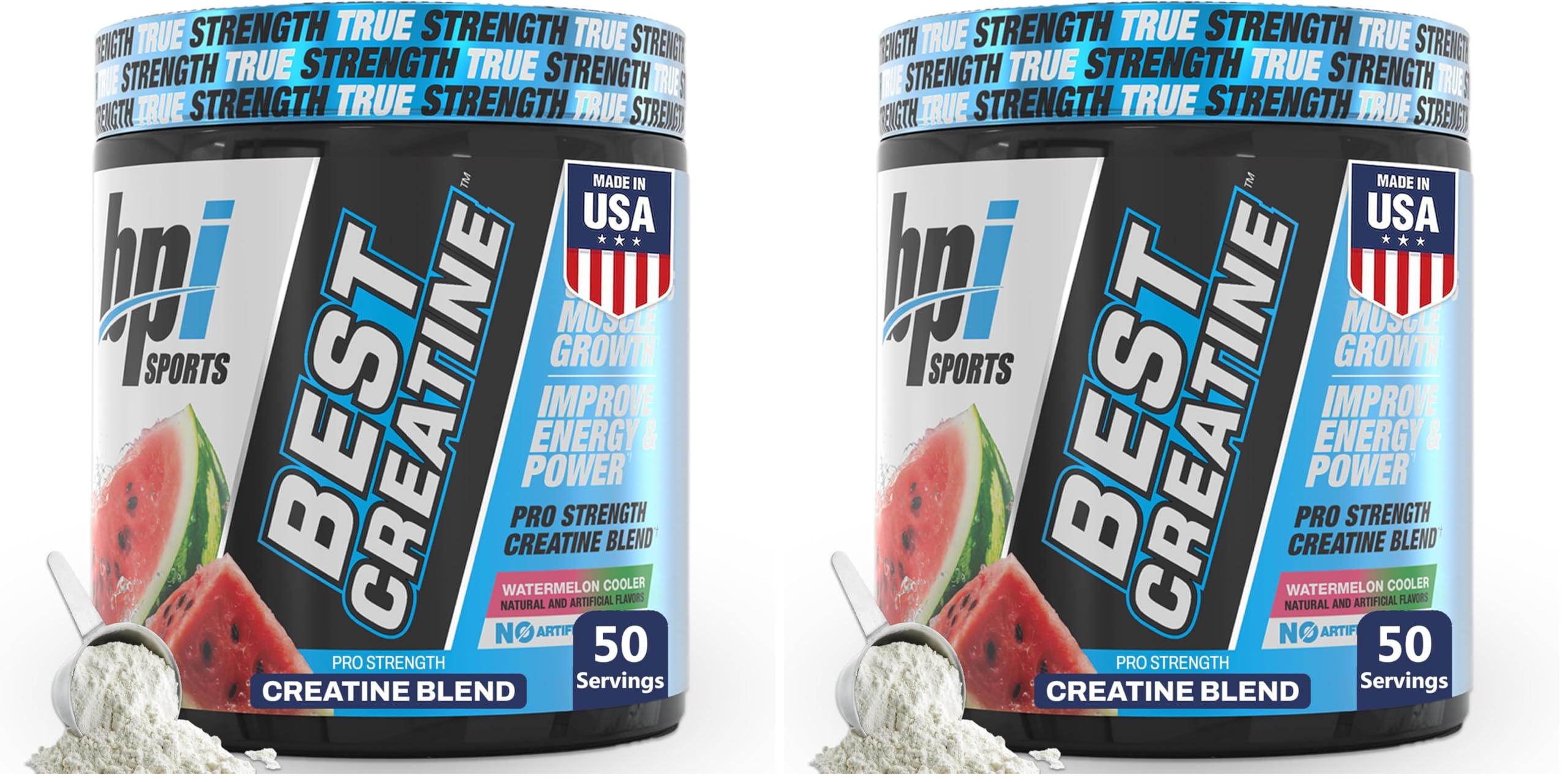 BPI Sports Best Creatine - Includes 6 Advanced Forms of Creatine - Supports Muscle Building and Post-Workout Recovery - Watermelon Cooler, 50 Servings (Pack of 2)