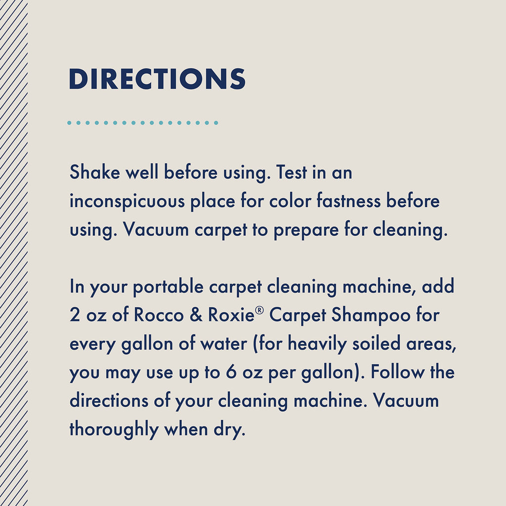 Rocco & Roxie Carpet Cleaner Solution for Pets - Pet Stain Remover, Use In Any Carpet Shampooer Machine - Deep Cleaning For Everyday Dog Odor On Couch, Upholstery, and Rugs