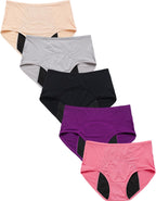 WBEAUTALLOVE Womens Mesh Period Panties High Waisted Menstrual Leak Proof Underwear Incontinence Protective Briefs(H-4-5-1,Large)