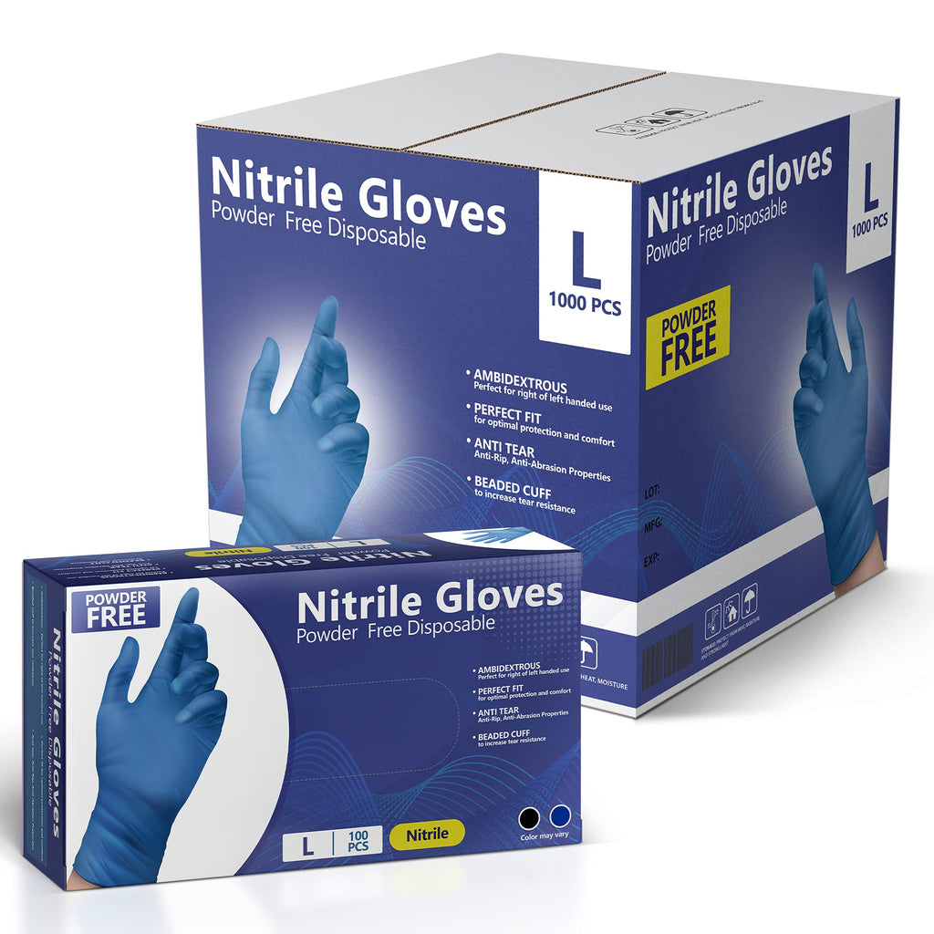 AroCare Nitrile Gloves, Disposable Gloves, Comfortable, Powder Free, Latex Free | 100-1000 (Medium, Case)