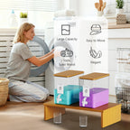 RoleDes Laundry Detergent Dispenser Set, Liquid Laundry Soap Dispensers for Detergent and Fabric Softener, 2 x 101 oz Refillable Containers with Stand for Laundry Room Organization