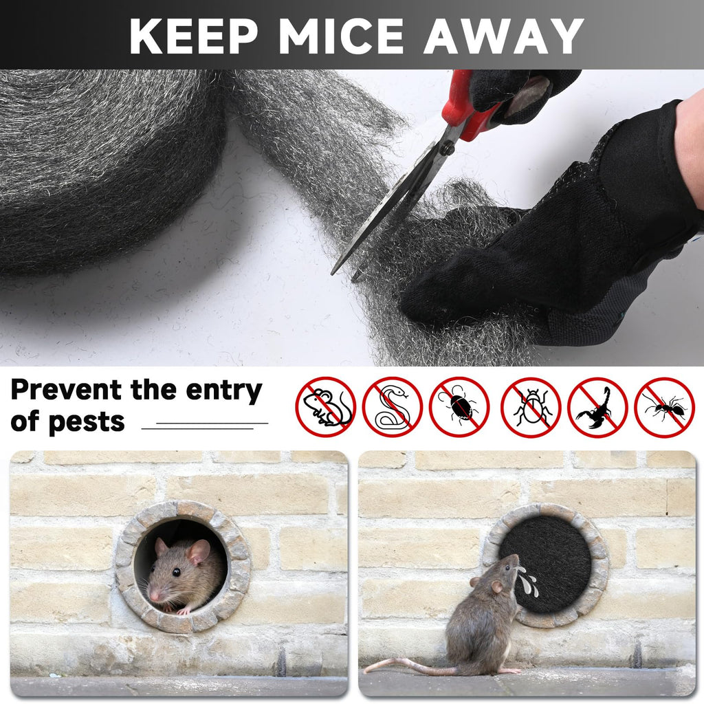 KQCXIK Steel Wool Mice Control, #2 Steel Wool, 65FT (1.1LB) Coarse