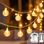 Metaku Globe String Lights Battery Operated Fairy Light 26ft 60LED & Remote