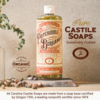 Carolina Castile Soap Patchouli Bergamot Scented Castile Soap - Certified Organic, High Olive Oil Content, Non-Drying, Made with Organic Oils, Concentrated Natural Soap for Men and Women