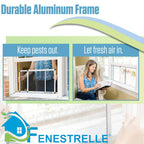 Fenestrelle Expandable Window Screen – 15″ H × 21″–40″ W Horizontal, 2‑Way Adjustable Window Screen with Flame Resistant Fiberglass Mesh, Pack of 2